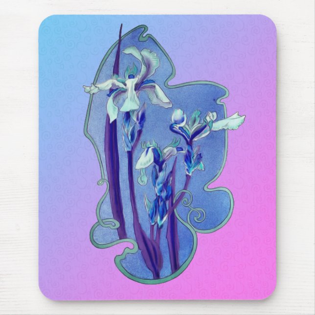 Blue Iris Blume Art Mousepad (Vorne)