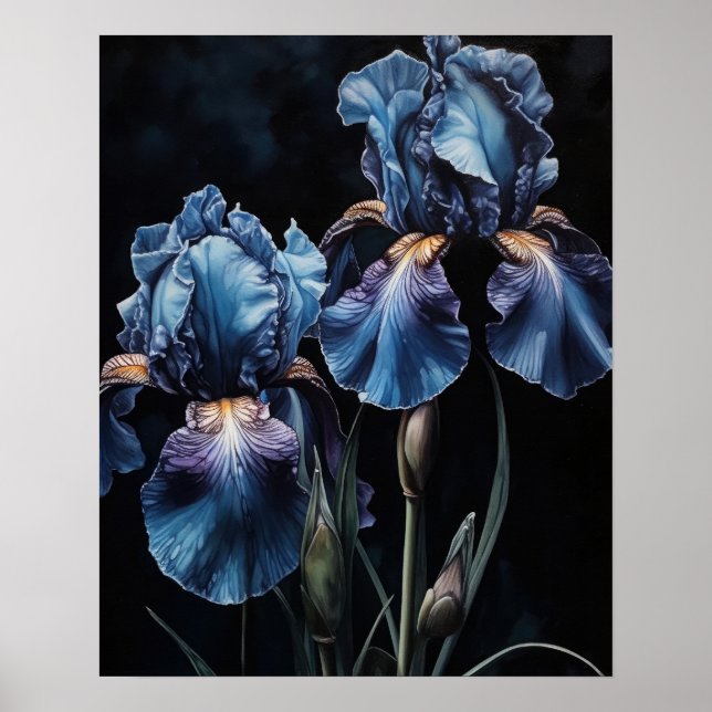 Blue Iris Blume Art Print Poster (Vorne)