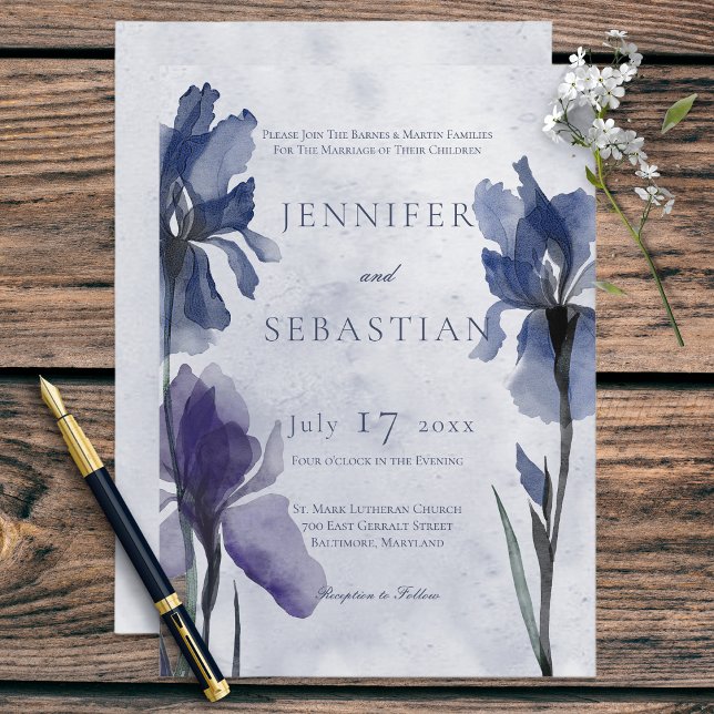 Blue Iris Blume Blue Modern Wedding Einladung (Von Creator hochgeladen)