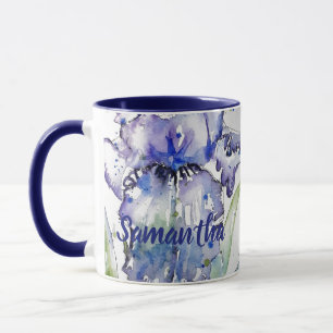 Blue Iris Blume Blumenbeete Watercolor Tasse