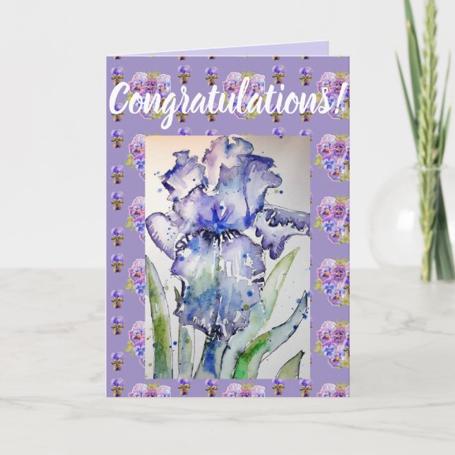 Blue Iris Blume Blumenkongatulationen Art Card Karte (Vorderseite)
