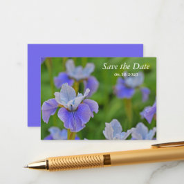 Blue Iris Blume Botanisch Save the Date Begleitkarte