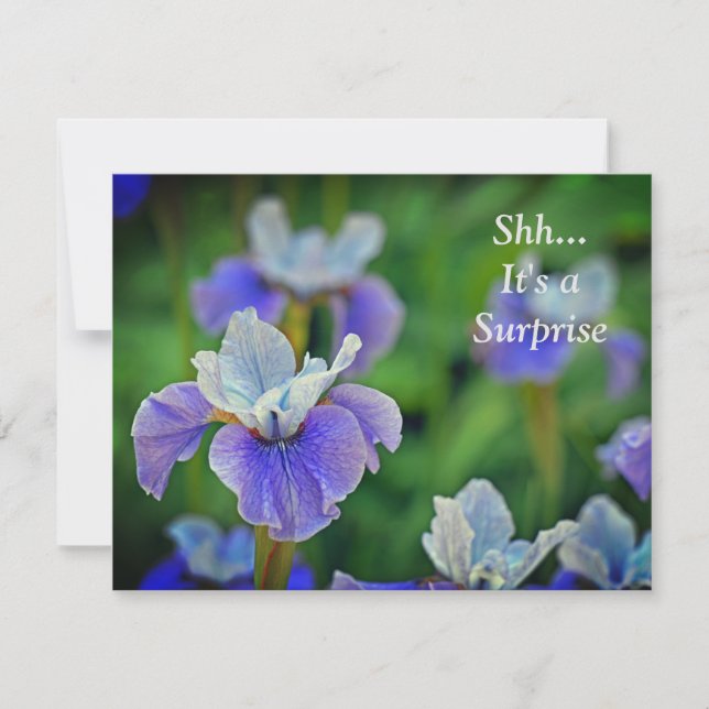 Blue Iris Blume Botanische Überraschung 100. Gebur Einladung (Vorderseite)
