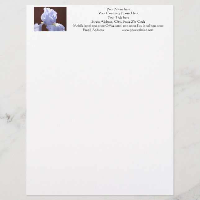 Blue Iris Blume custom Letterhead Irises Briefkopf (Vorderseite)