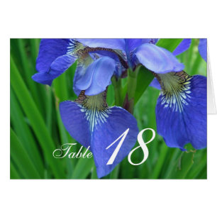 Blue Iris Blume Dinner Tischnummer Card.