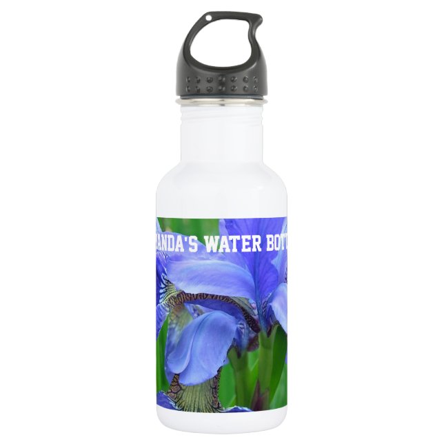 Blue Iris Blume Edelstahlflasche (Vorderseite)