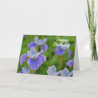Blue Iris Blume Elegante Happy Birthday Karte