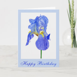 Blue Iris Blume Geburtstagkarte Karte
