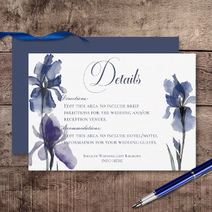 Blue Iris Blume Hochzeitdetails Begleitkarte