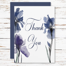 Blue Iris Blume Moderne Hochzeit Dankeskarte
