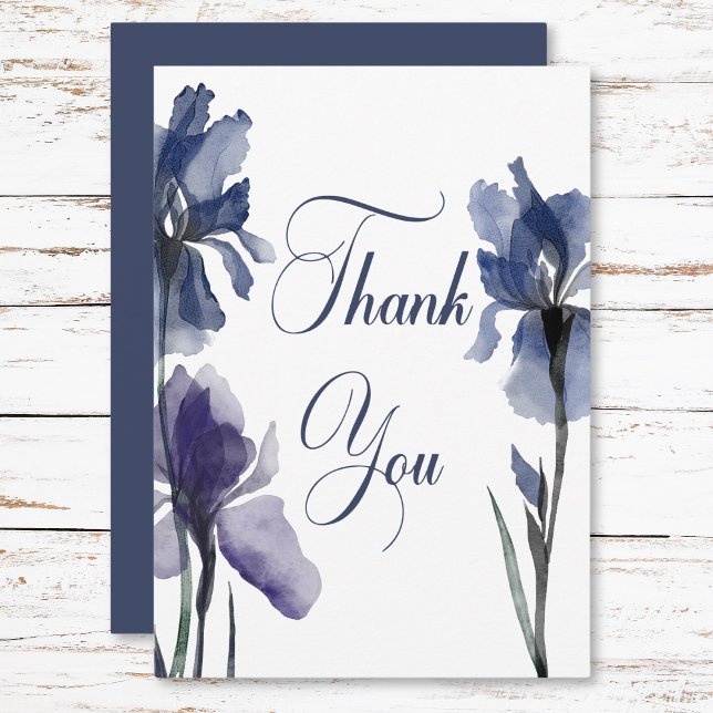 Blue Iris Blume Moderne Hochzeit Dankeskarte (Blue Iris Flowers Modern Wedding Thank You Card)
