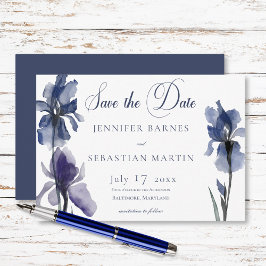Blue Iris Blume Moderne Hochzeit Save The Date