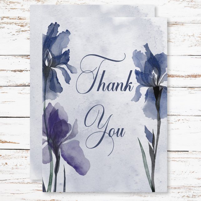 Blue Iris Blume Modernes Blue Wedding Dankeskarte (Blue Iris Flowers Modern Blue Wedding Thank You Card)