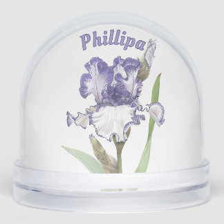Blue Iris Blume Personalisierte botanische Kunst Schneekugeln