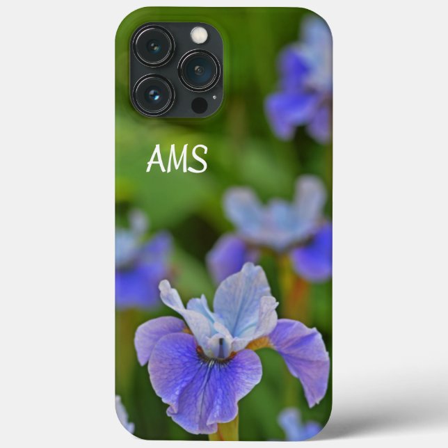 Blue Iris Blume Portrait Personalisierte Initialen Case-Mate iPhone Hülle (Rückseite)