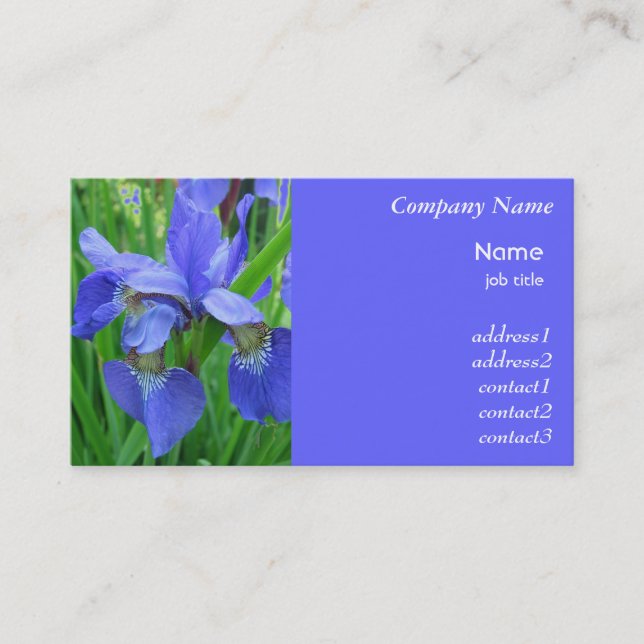 Blue Iris Blume Visitenkarte (Vorderseite)