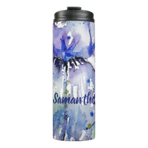Blue Iris Blume Watercolor Thermosbecher