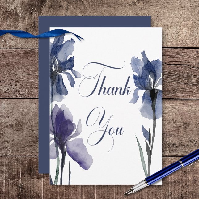 Blue Iris Blume Wedding Dankeskarte (Blue Iris Flowers Wedding Thank You Card)