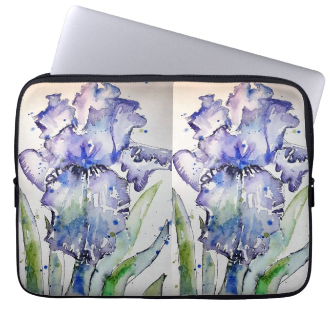 Blue Iris Blumenstrauß-Blume Laptopschutzhülle (Vorderseite)