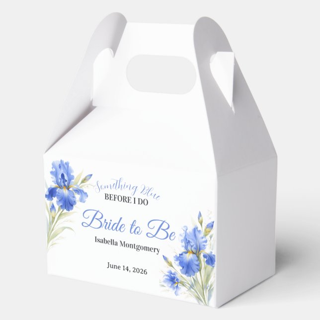 Blue Iris Bride to Be Something Blue Bridal Shower Geschenkschachtel (Vorderseite)