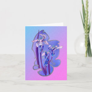 Blue Iris floral Art Note Card Dankeskarte