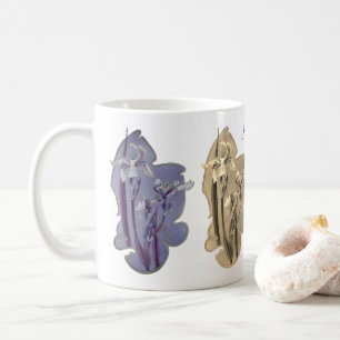 Blue Iris Floral Art Sepia Personalisiert Kaffeetasse