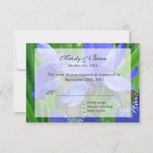 Blue Iris floral rsvp Karte, Einladungen zur Hochz