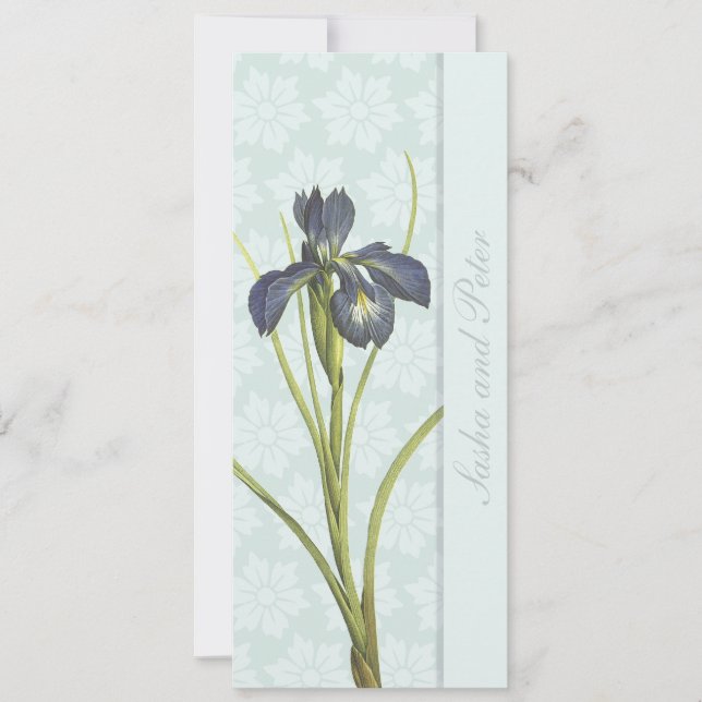 Blue Iris Floral Wedding Einladung (Vorderseite)
