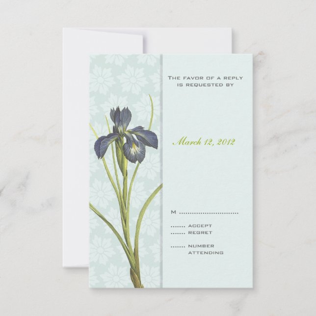 Blue Iris Floral Wedding Einladung UAWG 2 (Vorderseite)