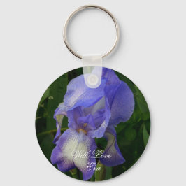 Blue Iris Flower Macro Art: Acrylic Keychain Schlüsselanhänger