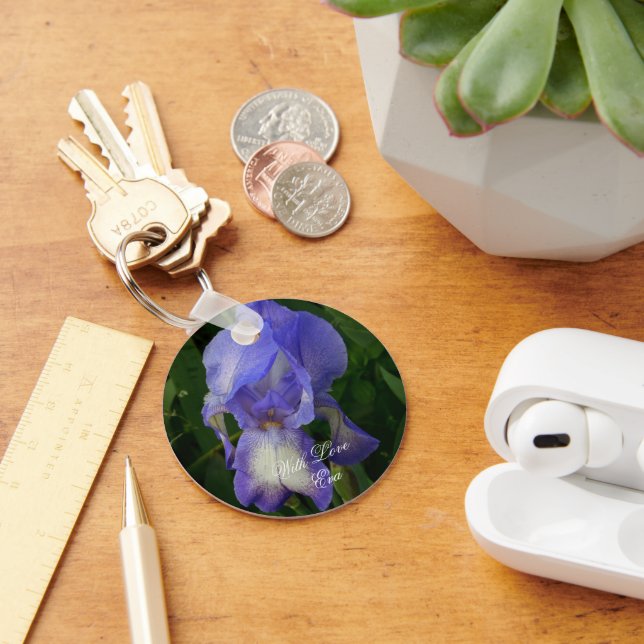 Blue Iris Flower Macro Art: Acrylic Keychain Schlüsselanhänger (Schreibtisch)