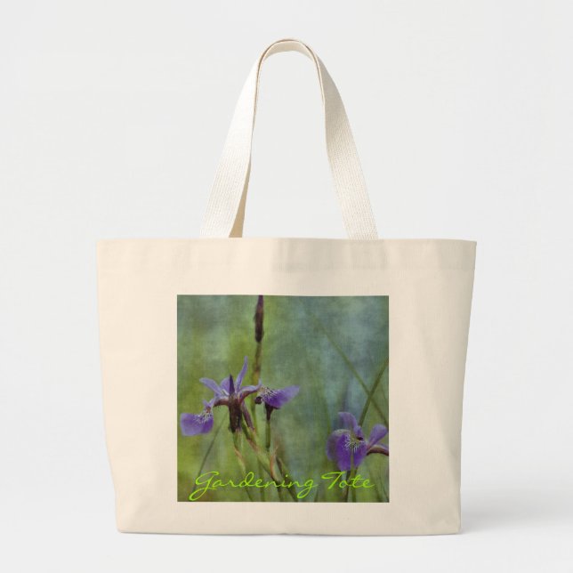 Blue Iris Impressionistin Blumengartentasche Jumbo Stoffbeutel (Vorne)