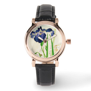 Blue Iris - Japanischer Aquarelldruck Armbanduhr