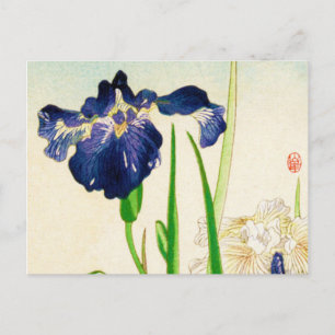 Blue Iris - Japanischer Aquarelldruck Postkarte