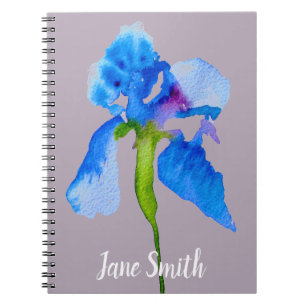 Blue Iris modern floral watercolour art Notizblock