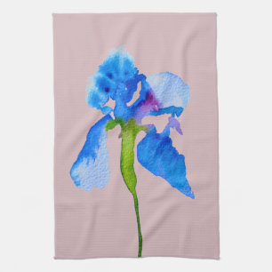 Blue Iris moderne Aquarellkunst Geschirrtuch