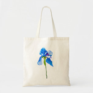 Blue Iris moderne Aquarellkunst Tragetasche