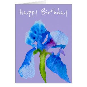 Blue Iris Modernes Aquarellgebirge Geburtstag