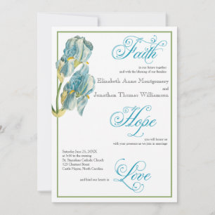 Blue Iris Script Christliche Hochzeitseinladung Einladung