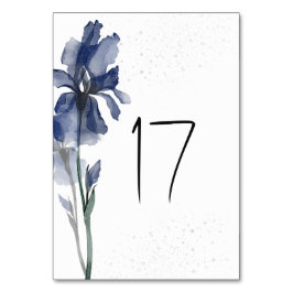 Blue Iris Simple Floral Watercolor Wedding Tischnummer