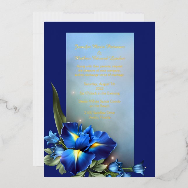 Blue Iris Wedding Folieneinladung (Briefumschlag)