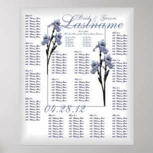 Blue Iris Wedding Guest Seating Chart Poster
