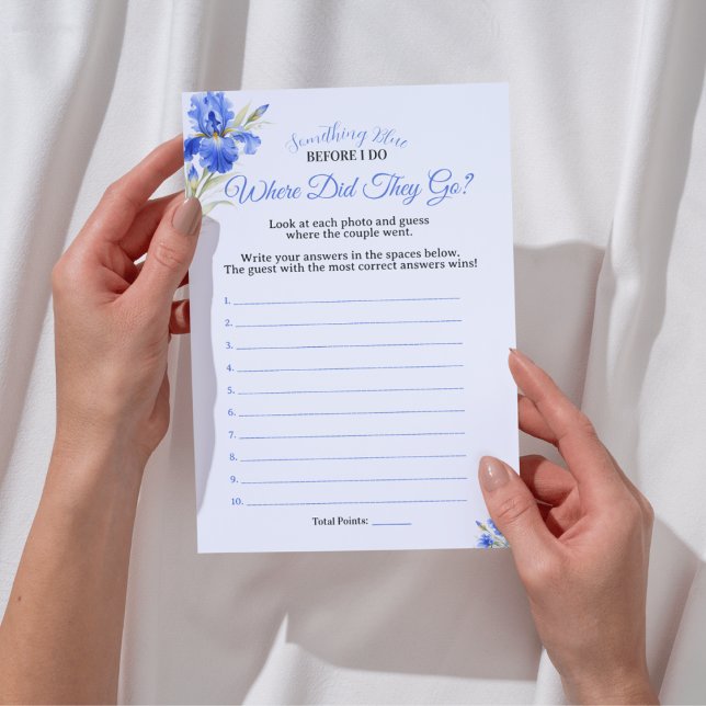 Blue Iris Where Did They Go Bridal Shower Game Einladung (Blue Iris Where Did They Go Bridal Shower Game Invitation
)