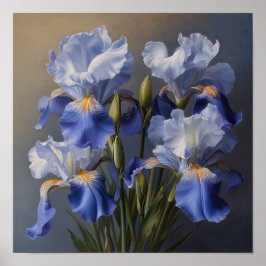 Blue Irische Blume Art Print Poster