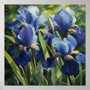 Blue Irische Blume Art Print Poster