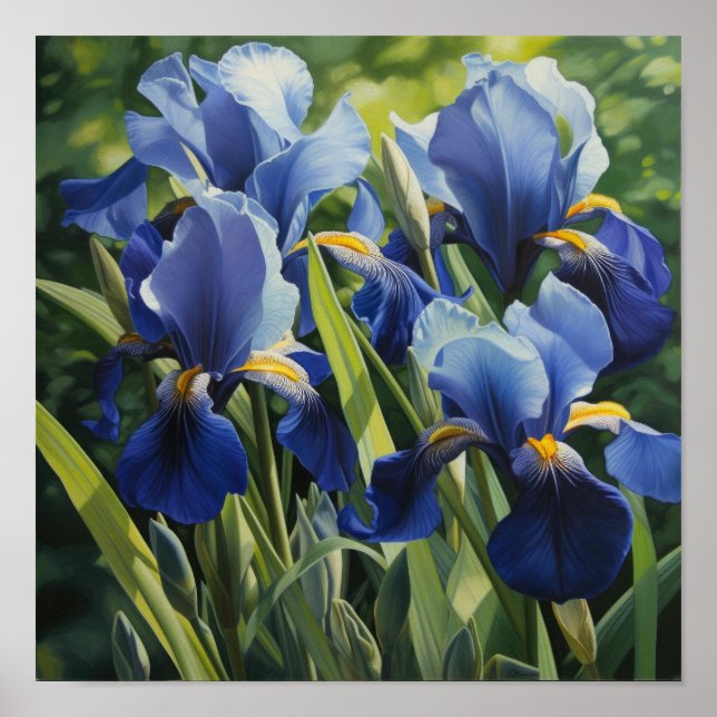Blue Irische Blume Art Print Poster (Vorne)