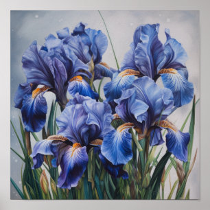 Blue Irische Blume Art Print Poster