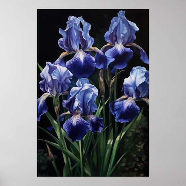 Blue Irische Blume Art Print Poster (Vorne)