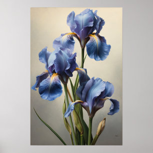 Blue Irische Blume Art Print Poster