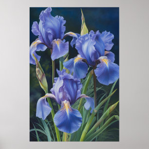 Blue Irische Blume Art Print Poster